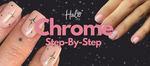Pink and gold star nail design on black background