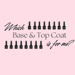 Black Halo gel polish Base and Top Coat bottles lined in a row in front of pink background