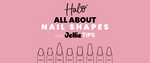 Illustration of different nail shapes on pink background