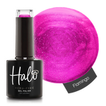Glittery pink product image of Pure Nails' Halo HEMA-Free gel polish in shade 'Flamingo' 