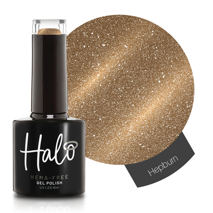 Product image and colour swatch of Pure Nails' HEMA-Free Halo gel polish in shade 'Hepburn'