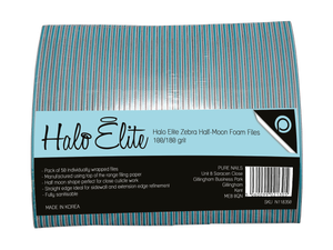 Halo Elite Félhold Zebra Reszelő 100/180 grit – egyenként csomagolt, 50 darabos csomag
