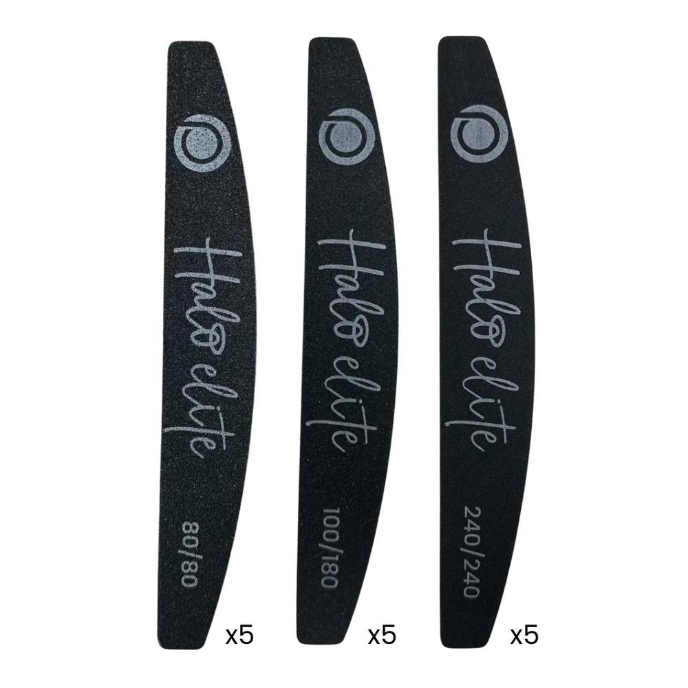 Halo Elite Félhold Fekete Vegyes Csomag – 5 db 80/80, 5 db 100/180, 5 db 240/240 finomság = összesen 15 darab