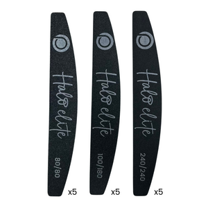 Halo Elite Félhold Fekete Vegyes Csomag – 5 db 80/80, 5 db 100/180, 5 db 240/240 finomság = összesen 15 darab