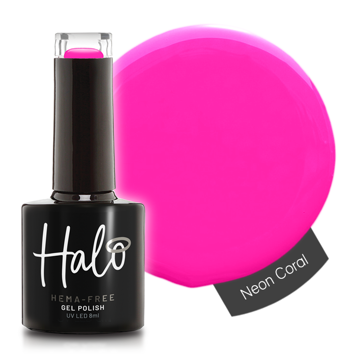 Product image of Pure Nails' Halo HEMA-Free gel polish in shade 'Neon Coral' 