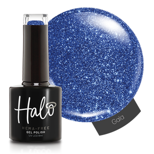 Product image and colour swatch of the Pure Nails' HEMA-Free glitter gel polish shade 'Gala'