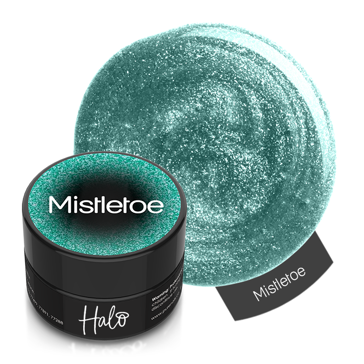 Product video of Pure Nails' Halo glitter gel polish in shade 'Mistletoe' 