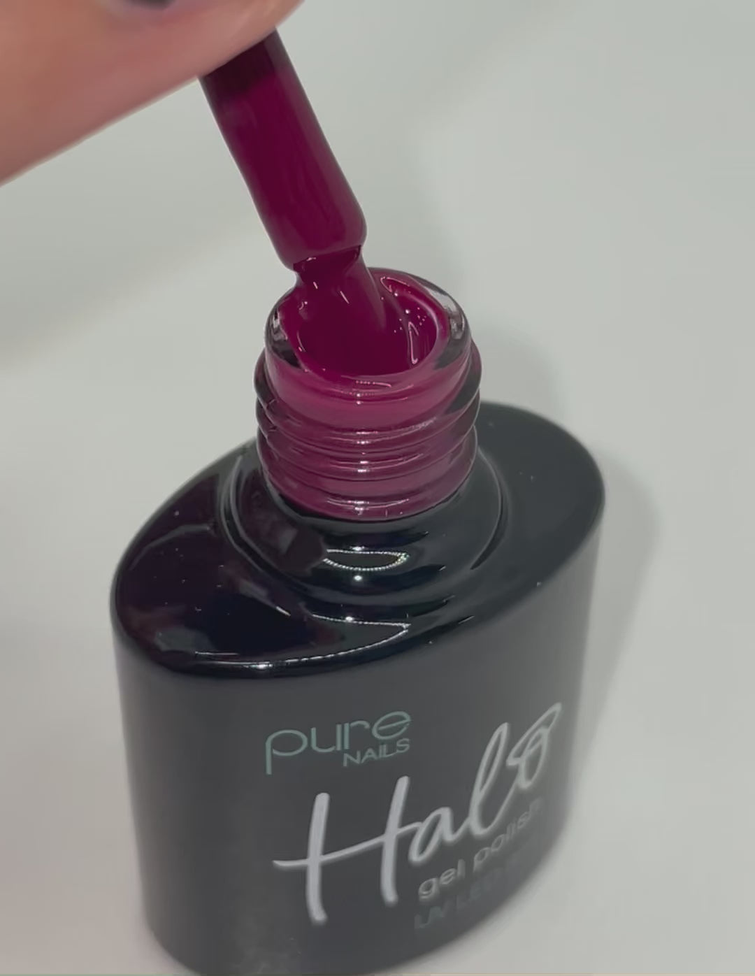 Product video of Pure Nails' Halo Gel Polish in shade 'Burgundy'