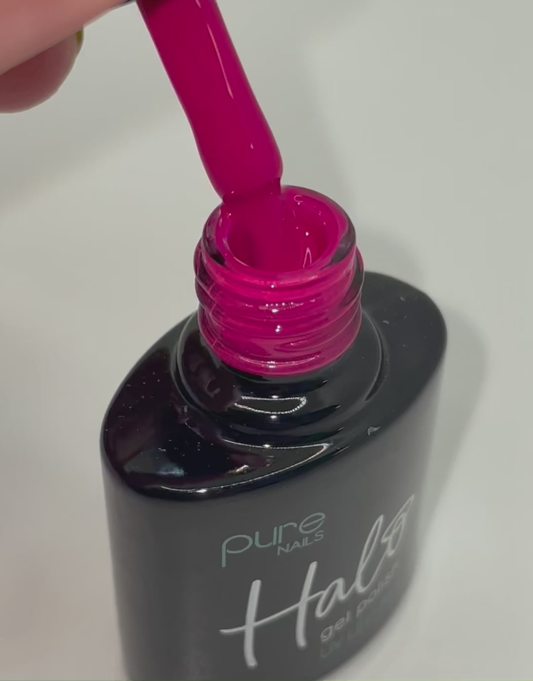 Product video of Pure Nails' Halo gel polish in shade 'Cerise'