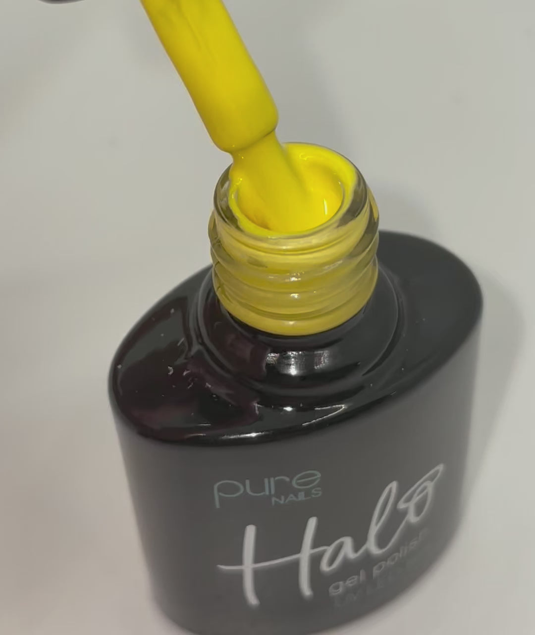 Product video of Pure Nails' Halo gel polish in the shade 'Mellow Yellow' 